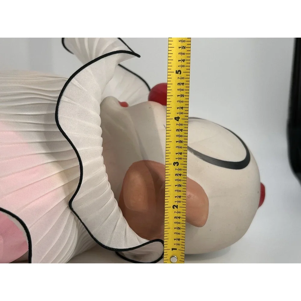 Vintage 80s Dynasty Porcelain Clown Doll‎ Pink with Sage Checkers